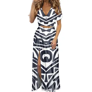 ขายส่งใหม่ฮาวายPolynesianแบบดั้งเดิมTribalพิมพ์ผู้หญิงที่สวยงามElegant PlusขนาดParty Bodycon Midi Dress