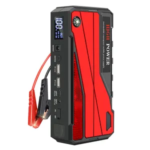 Novo produto eficiente, impulsionador de bateria 12V com cabos de partida rápida, inflador de pneus, acionador de partida 32000mAh