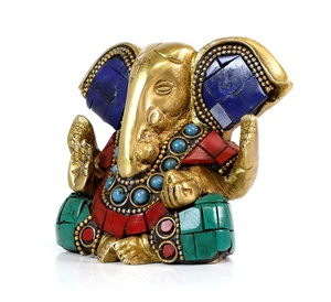 Ganesha-estatua de Ganesha de latón, estatua de trabajo de piedra multicolor de latón, estatua de GANESHA, Idol de Ganpati, VINAYAKA, Ganesha ji - Product Image 3