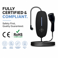 Chargeur EV portable 3,5 kW 16A GBT EVSE réglable 8A 10A 13A 16A avec contrôle par empreinte digitale, câble de charge IP65 CE RoHS GBT