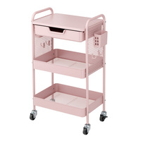Fournitures OEM ODM Chariot de Rangement Roulant Polyvalent à 3 Niveaux avec Tiroir, Organisateur Mobile avec Panneau Perforé DIY
