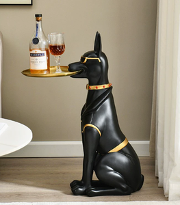 Bandeja Grande Creativa para Perro <span class=keywords><strong>Doberman</strong></span>, Estatua Pintada Artesanal de Resina, Estatuilla para Sala de Estar, Decoración del Hogar, Música de Anime, Globo de Nieve - Product Image 3