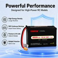 Paket Baterai Lipo 8000mAh 22.2V 50C 6S Berkualitas Tinggi dengan Tingkat Pengosongan Tinggi dan Colokan Kustom untuk Multirotor FPV UAV.