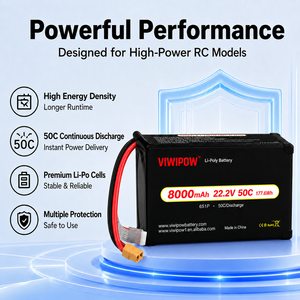 Paket Baterai Lipo 8000mAh 22.2V 50C 6S Berkualitas Tinggi dengan Tingkat Pengosongan Tinggi dan Colokan Kustom untuk Multirotor FPV UAV. - Product Image 2