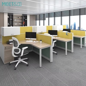 High Quality Modern Modular Office Desk Workstation MDF Top Privacy Partition Eco-Friendly Corporate Use <b>Wire</b> Management System - Product Image 1