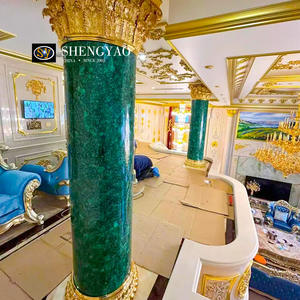 बड़े आकार का महल विला सजावट लक्जरी हरे मलाकी महल स्तंभ/पीतल की राजधानी के साथ स्तंभ - Product Image 2