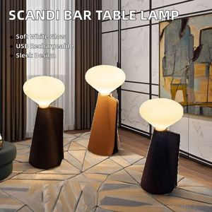 Scandinavian-Style Rechargeable <b>LED</b> <b>Table</b> Lamp Clear Marble Desktop Decoration with Touch Control Mini Size for Bedroom Use - Product Image 2