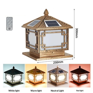 Lampada a Pilastro Solare in Alluminio <span class=keywords><strong>per</strong></span> <span class=keywords><strong>Esterni</strong></span> IP65 Impermeabile, LED da Giardino con Telecomando e Dimmerabile - Product Image 3