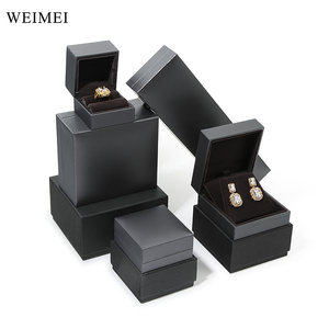 Eco-Friendly Custom Logo Black Velvet and Paper Jewelry Packaging <b>Box</b> for Ring <b>Earring</b> Bracelet Custom Size - Product Image 1