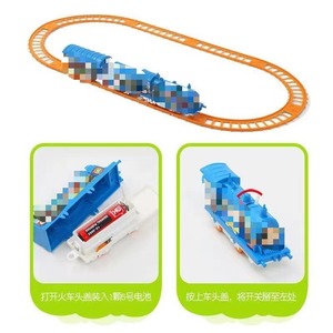 Juego de trenes de juguete de plástico eléctrico con rieles, modelo educativo, con luz, DIY, rompecabezas de encaje, juego de trenes de pista - Product Image 3