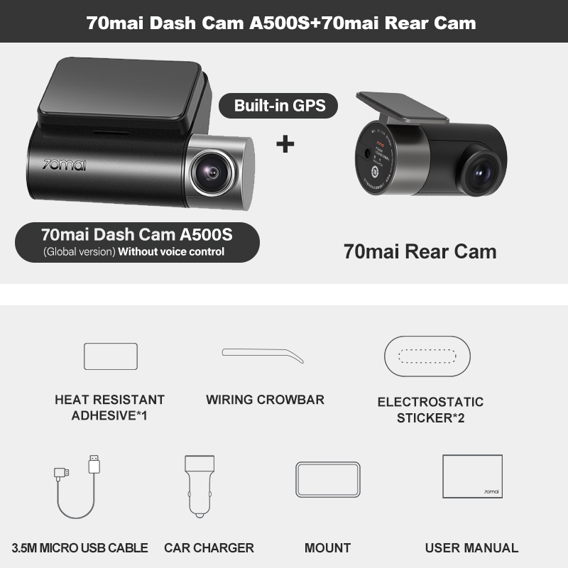 70mai Dash Cam Pro Plus A500S+ - Dual Camera System