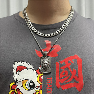 Collar con Colgante de León de Acero Inoxidable para Hombre, Diseño Geométrico de Animal, Joyería de Regalo 12087 - Product Image 3