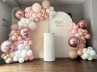 Kits de ballons en gros macaron pastel rose métallisé et blanc avec confettis pour décorations de mariage, de douche nuptiale et de baby shower