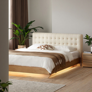 <span class=keywords><strong>Letto</strong></span> Moderno in <span class=keywords><strong>Legno</strong></span> di Quercia Massiccio con <span class=keywords><strong>Testiera</strong></span> Imbottita, Striscia LED e Illuminazione, Durevole e Confortevole, per Camera da <span class=keywords><strong>Letto</strong></span> Matrimoniale e Queen Size - Product Image 6