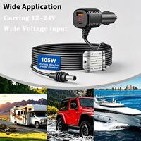 Kit Starlink Mini 3 en 1, Cable de Alimentación CC, Convertidor de Voltaje de 105W, Voltímetro, USB Dual, Accesorios para Yate, RV y Vehículos, Modelo FN06 de 3M, Negro