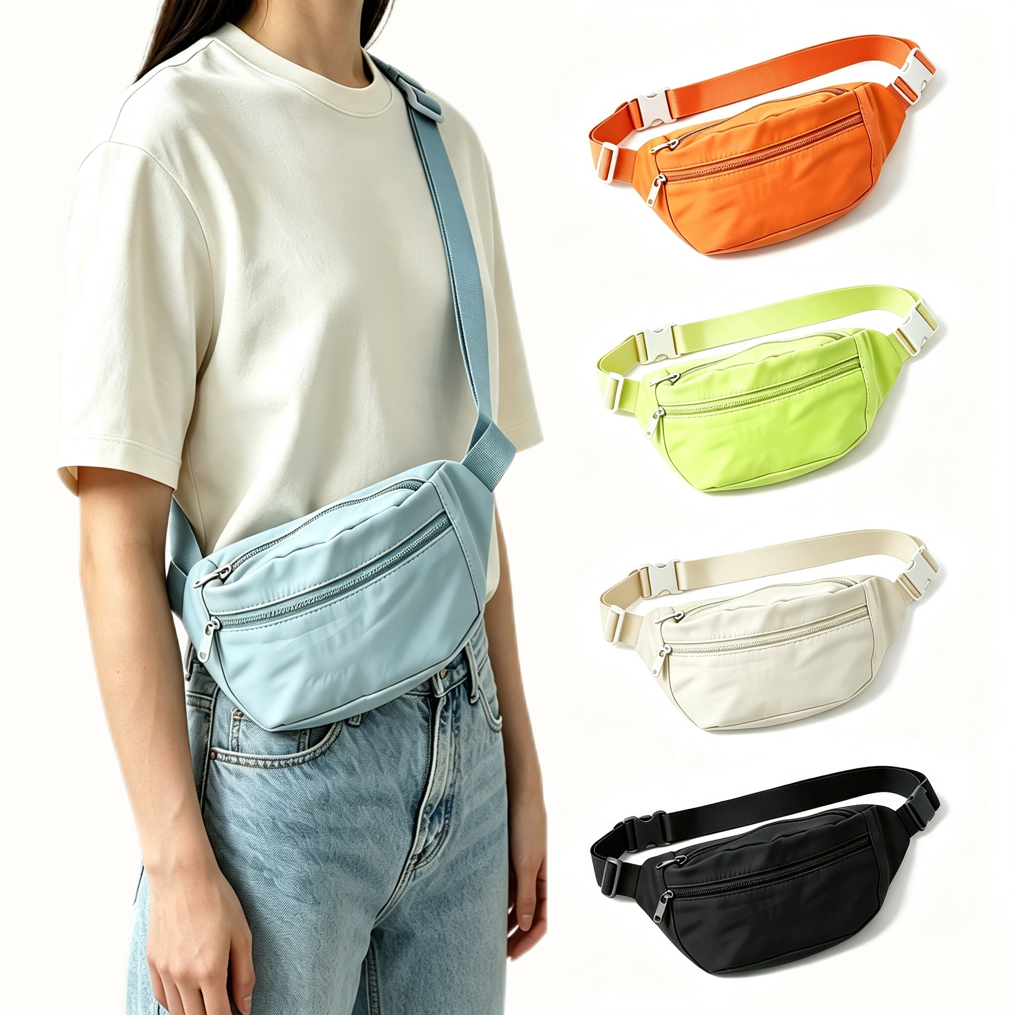 Soft Light Embroidery Fanny Pack