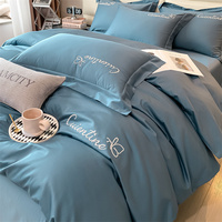 Draps de lit d'hôtel de luxe 600 fils 4PC 100% finition en satin de coton égyptien