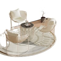 Fauteuil individuel de style influenceur, ton crème nordique, design de luxe léger, ensemble trois pièces pour salon et balcon