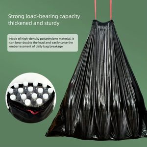 ถุงขยะสีดำแบบหนา มีเชือกผูก ยี่ห้อ HuamaohengchunHousehold ขนาด 4-5 แกลลอน 17.7x17.7 นิ้ว 1 ม้วน 50 ใบ - Product Image 6