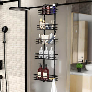 5 niveaux pas de poinçonnage support de crochet sur <span class=keywords><strong>la</strong></span> porte de <span class=keywords><strong>douche</strong></span> Caddy suspendu organisateur étagère réglable cuisine montage mural panier à épices support - Product Image 2