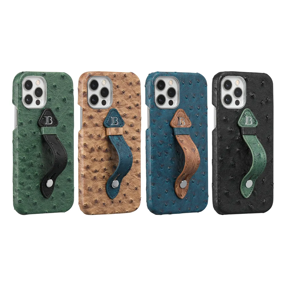 Fashion luxury Ostrich Skin Pattern PU Leather Wristband Phone Case For Iphone 13 12 Pro max Belt Buckle Case For Iphone 11
