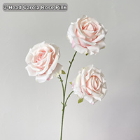 Vente en gros de roses artificielles Faux Carola en spray, 3 têtes, bordeaux, rose, blanc, pour arrangements floraux, centre de table de fête, en vrac