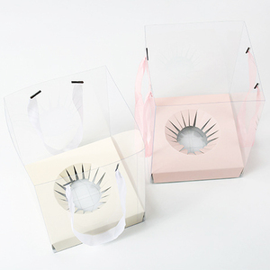 Wholesale high quality Clear plastic flower carrier bags with insert base transparent Flowers packaging box