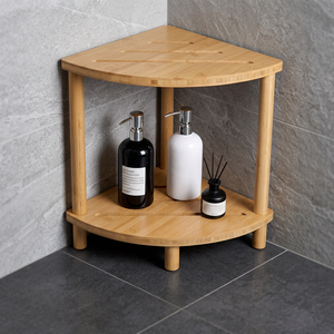 Wood Corner <b>Shower</b> Shelf 2-Tier Waterproof Space Saving <b>Storage</b> Rack for Bathroom Hotel & Apartment Minimalist Design - Product Image 4