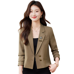 Women's Blazer Spring Autumn 2025 New Style Petite High End Casual Suit Top Solid Color Anti Wrinkle Polyester Fabric - Product Image 5