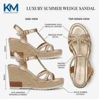 Sandales compensées décontractées en cuir pour femmes, chaussures de luxe à plateforme pour dames