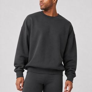 Solid <b>Navy</b> Crew Neck <b>Sweatshirt</b> For Men Autumn Thin Soft Cotton Jersey Long Sleeve Classic Daily Commuter Top US Local Warehouse - Product Image 3