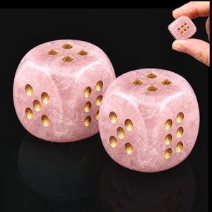 2PCS Clear Quartz Natural <strong>Gemstone</strong> Dice Set 16mm D6 Hand Polished Gold Pips For DND RPG Crisp Facets Display Gift Fun Elegant Ro - Product Image 5