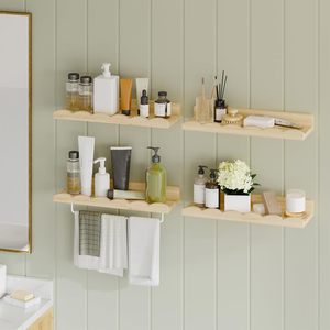 Étagère murale en bois à bords ondulés, 4 niveaux, en pin, étagères flottantes pour chambre d'enfant, support de rangement - Product Image 4