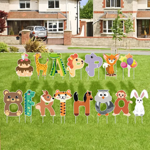 Cartello da Giardino per <span class=keywords><strong>Compleanno</strong></span> <span class=keywords><strong>con</strong></span> Picchetti, Decorazione a Tema Safari, Accessori per Feste a Tema Giungla - Product Image 6