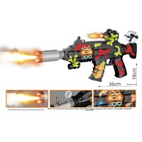 Pistolet Mitrailleur Électronique en Plastique pour Enfants avec Effets Sonores et Lumineux, Fonction Télescopique et Choc, pour Garçons et Filles
