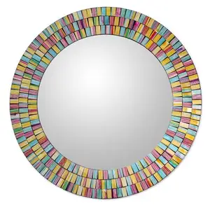 Trang Trí Tường Tempered Mosaic Amber Glass Tile Khung Gương Cho Đám Cưới Hoặc Bàn Trang Điểm