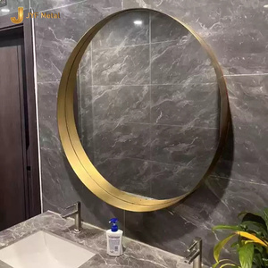 C415 High Quality Stainless Steel <b>Mirror</b> Framed Hanging Wall <b>Mirror</b> Decoration <b>Square</b> Oval Metal <b>Mirror</b> Villa Hotel Bathroom - Product Image 2