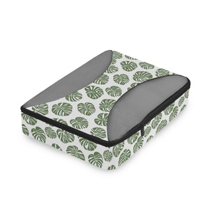 Lot de 4 cubes de rangement de voyage pliables en maille transparente, motif feuilles de Monstera, design Hawaï, personnalisables, pour bagages - Product Image 3