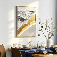 Œuvre d'art contemporaine 3D de luxe, art mural texturé fait à la main, peinture encadrée lumineuse décorative avec éclairage LED pour hôtel