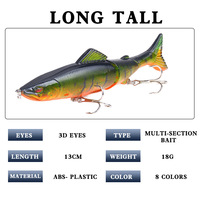 Umpan Pancing Ikan Bass & Trout ABS Keras 3-Sendi Model Minnow 13cm/18g Topwater untuk Memancing di Sungai & Danau