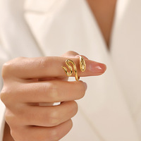 2025 derniers modèles 18k plaqué or exquis en acier inoxydable en forme de serpent anneaux réglables dames bijoux