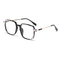 Lunettes anti-lumière bleue à monture large et intégrale, ornées de diamants, pour jeunes femmes, style mode