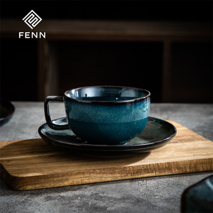 FENN 250ml rustique multicolore glaçure réactive céramique porcelaine café tasses à thé et soucoupes ensembles poterie Vintage pour hôtel - Product Image 2