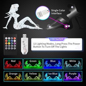 Coppia di Luci <span class=keywords><strong>LED</strong></span> RGB Decorative per Parafango Camion, Lampada Ambientale con Telecomando USB, Adesivo Luminoso per Parabrezza Anteriore e Posteriore - Product Image 5