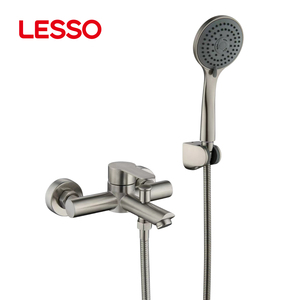 Miscelatore per Vasca da Bagno a Parete di Alta Qualità LESSO, Rubinetto <span class=keywords><strong>Doccia</strong></span> <span class=keywords><strong>in</strong></span> <span class=keywords><strong>Acciaio</strong></span> <span class=keywords><strong>Inox</strong></span> Spazzolato con Ceramica - Product Image 4