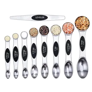 Measuring Spoons, Magnetic Measuring Spoon Sets 9 Pieces of Stainless Steel can be Stacked, Double-Sided Stainless
