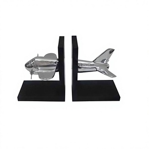 Handicraft Decorative Airplane Design Aluminum Metal Nickel Platted Bookend Office and <b>Bookshelf</b> <b>Decoration</b> - Product Image 1