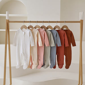 Novo Design Honeycomb Jacquard Bebê <span class=keywords><strong>Romper</strong></span> Algodão Orgânico Bebê Manga Longa <span class=keywords><strong>Romper</strong></span> - Product Image 1