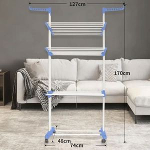 Simple Moveable Home Clothes Rack Rotatable Pulley Assembly for Outdoor <b>Space</b> for Floor Balcony Use Easy Standing Installation - Product Image 3