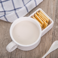 Tasse à café de poche en céramique avec biscuit, double face, jaune, blanc, pour biscuits